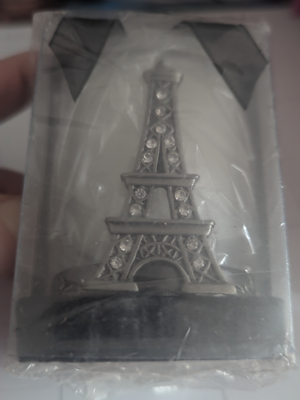 NWT Eiffel Tower Votive Candle Holder - Silver Rhinestone Paris Decor